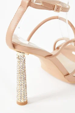 Glamorous Special Extras|Best Dressed Guest|Beige Strappy Statement Heel Sandals -