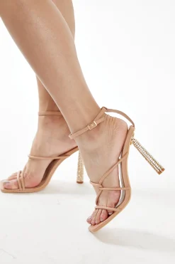 Glamorous Special Extras|Best Dressed Guest|Beige Strappy Statement Heel Sandals -