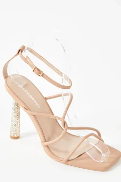 Glamorous Special Extras|Best Dressed Guest|Beige Strappy Statement Heel Sandals -