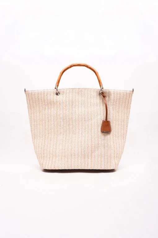 Glamorous Jet Setter|Chic Escapes|Beige Woven Tote Bag -