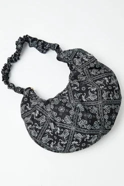 Glamorous Shoulder Bags|Black Bandana Print Shoulder Bag -