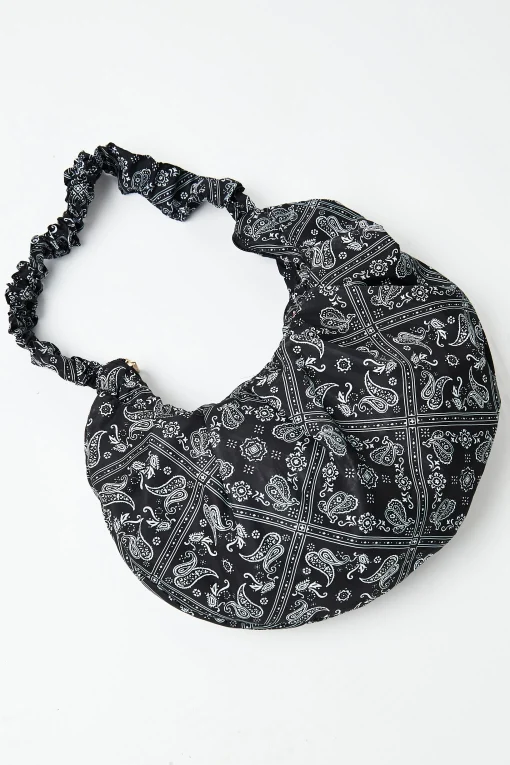 Glamorous Shoulder Bags|Black Bandana Print Shoulder Bag -