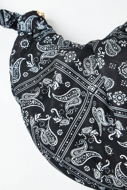 Glamorous Shoulder Bags|Black Bandana Print Shoulder Bag -