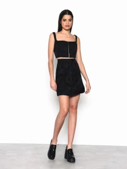 Glamorous Going Out Skirts|Mini Skirts|Black Brocade Side Split Mini-Skirt -