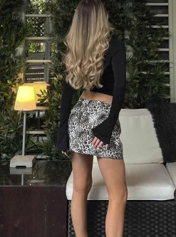 Glamorous Going Out Tops|Go To Partywear|Black Crop Top with Cut Out Detail -