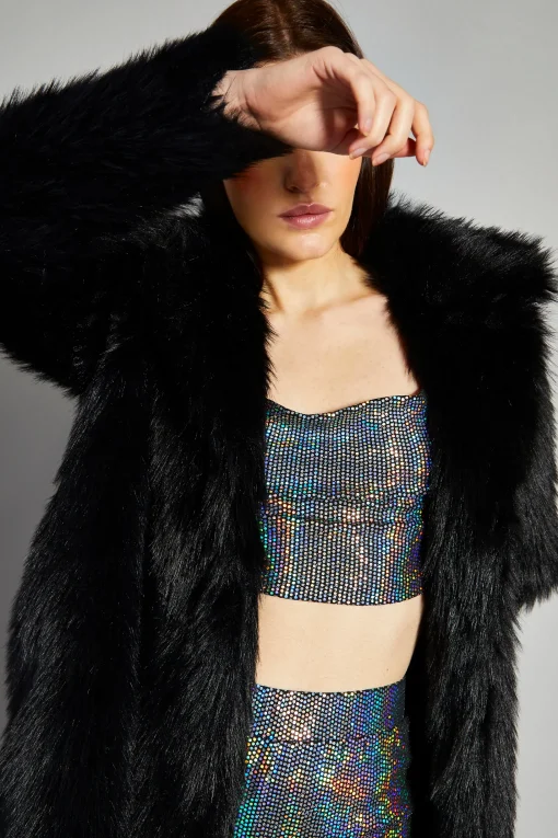 Glamorous Faux Fur & Leather|Coats|Black Faux Fur Coat -