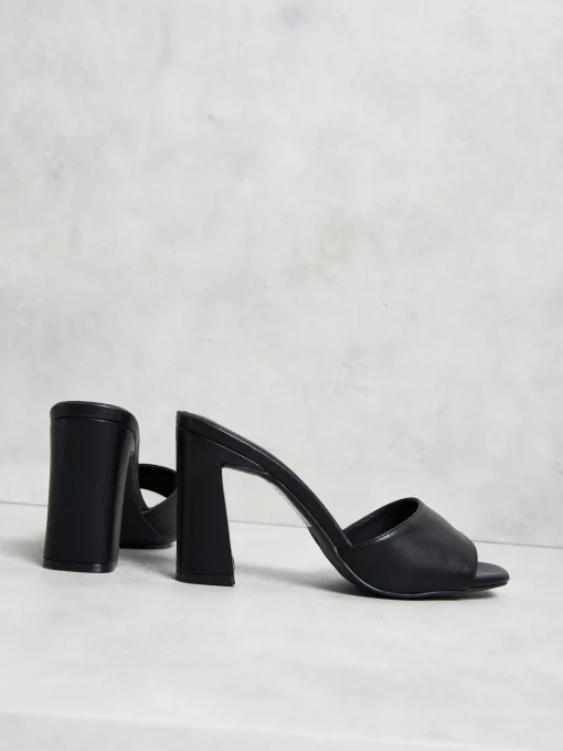 Glamorous Best Dressed Guest|Go To Partywear|Black Faux Leather Block Heels -