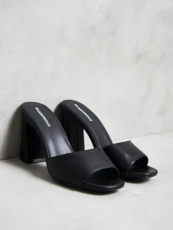 Glamorous Best Dressed Guest|Go To Partywear|Black Faux Leather Block Heels -
