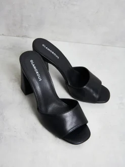 Glamorous Best Dressed Guest|Go To Partywear|Black Faux Leather Block Heels -