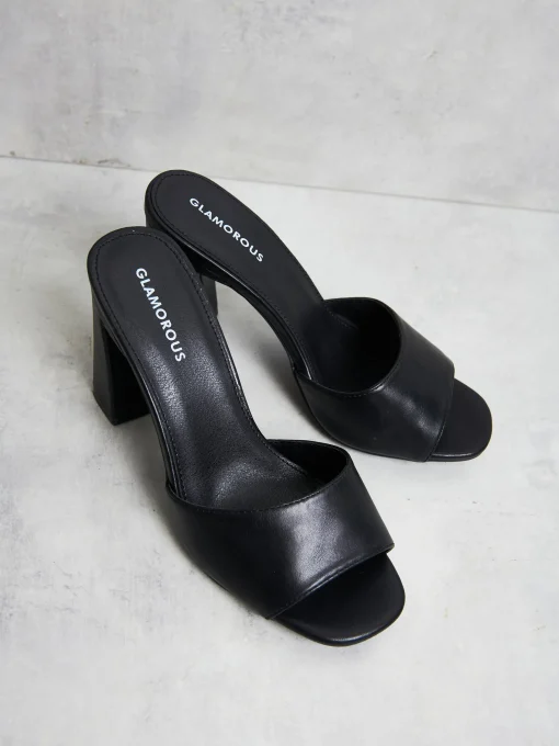 Glamorous Best Dressed Guest|Go To Partywear|Black Faux Leather Block Heels -