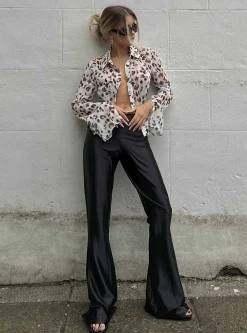 Glamorous Go To Partywear|Black Flared Disco Pants -