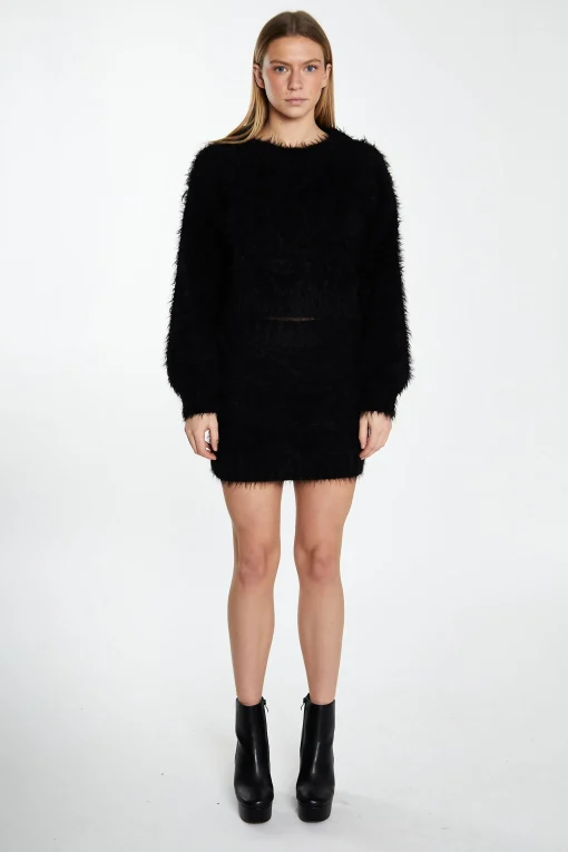 Glamorous Workwear|Co-ords|Black Knitted Mini Skirt -
