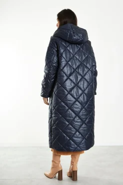 Glamorous Longline Coats|Puffer Jackets|Black Longline Puffer Coat with Hood -
