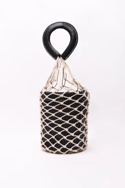 Glamorous Chic Escapes|Black Net Covered Bucket Bag -
