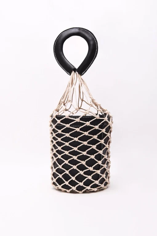 Glamorous Chic Escapes|Black Net Covered Bucket Bag -