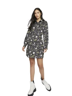 Glamorous Day Dresses|Black Sun and Moon Print Long Sleeve Shirt Dress -