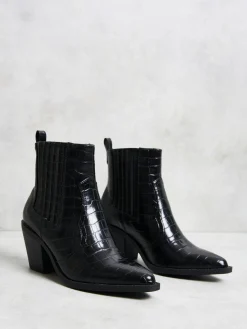Glamorous Boots|Heels|Black Western Block Heel Boots -
