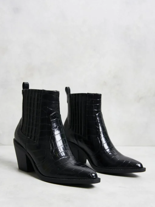 Glamorous Boots|Heels|Black Western Block Heel Boots -