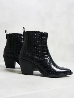 Glamorous Boots|Heels|Black Western Block Heel Boots -