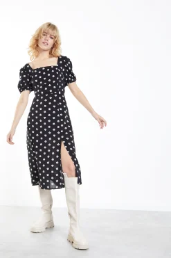 Glamorous Midi & Midaxi Dresses|Midi & Midaxi Dresses|Black White Daisy Tie Back Midi Dress -