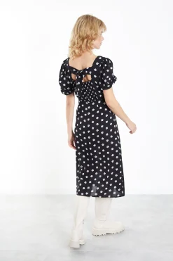 Glamorous Midi & Midaxi Dresses|Midi & Midaxi Dresses|Black White Daisy Tie Back Midi Dress -