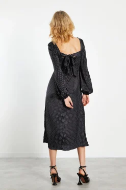 Glamorous Day Dresses|Midi & Midaxi Dresses|Black White Spot Side Split Midi Dress -