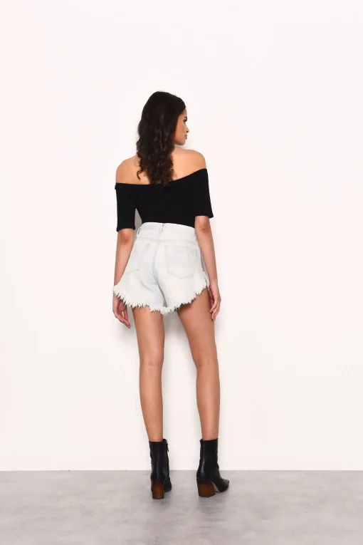 Glamorous Denim Shorts|Bleached Denim distressed Denim Shorts -