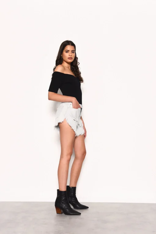 Glamorous Denim Shorts|Bleached Denim distressed Denim Shorts -