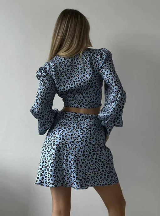Glamorous Going Out Skirts|Go To Partywear|Blue Leopard Print Mini Skirt -