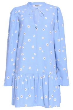 Glamorous Day Dresses|Mini Dresses|Blue Spaced Floral Tie Neck Shift Mini Dress -