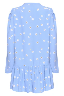 Glamorous Day Dresses|Mini Dresses|Blue Spaced Floral Tie Neck Shift Mini Dress -