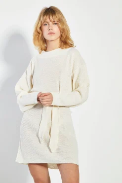 Glamorous Knitted Dresses|Knitted Dresses|Bone Belted Knitted Mini Dress -