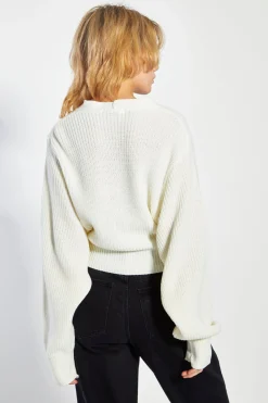 Glamorous Workwear|Jet Setter|Bone White button Front Knit Cardigan -