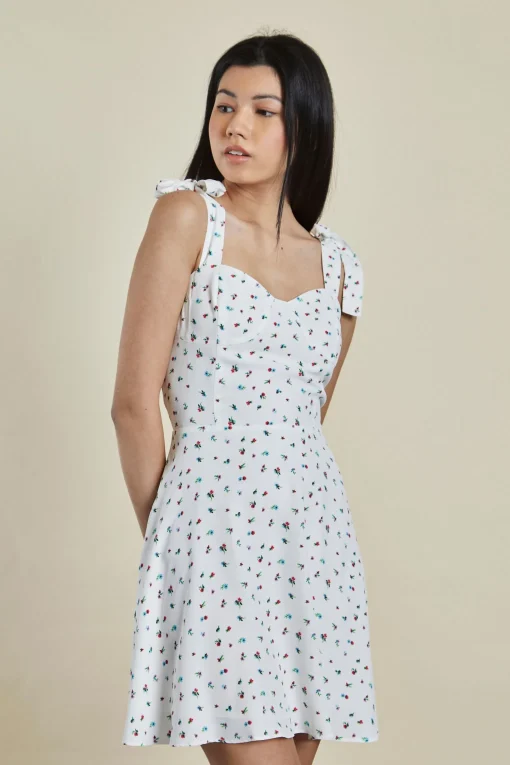 Glamorous Day Dresses|Mini Dresses|Bright Ditsy Tie Shoulder Mini Dress -