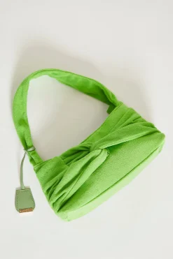 Glamorous Shoulder Bags|Bright Green Towel Knot Detail Shoulder Bag -