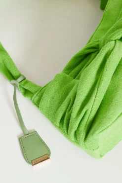 Glamorous Shoulder Bags|Bright Green Towel Knot Detail Shoulder Bag -