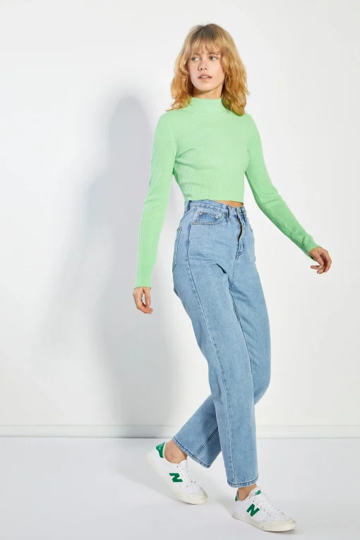 Glamorous Jumpers|Bright Sage High Neck Jumper -