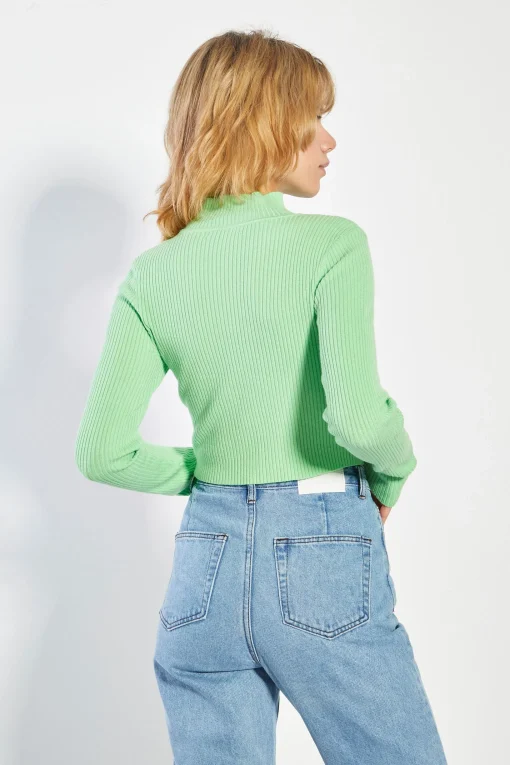 Glamorous Jumpers|Bright Sage High Neck Jumper -