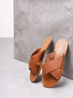 Glamorous Jet Setter|Chic Escapes|Brown Croc Open Toe Sandals -
