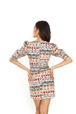 Glamorous Mini Dresses|Mini Dresses|Brown Multi Tribal V- Neck Side Split Mini Dress -