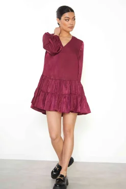 Glamorous Mini Dresses|Mini Dresses|Burgundy Shift Mini Dress -