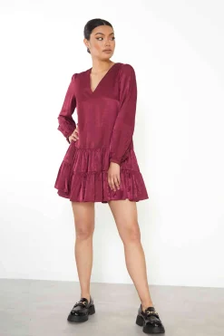 Glamorous Mini Dresses|Mini Dresses|Burgundy Shift Mini Dress -
