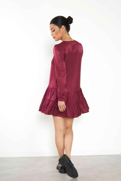 Glamorous Mini Dresses|Mini Dresses|Burgundy Shift Mini Dress -