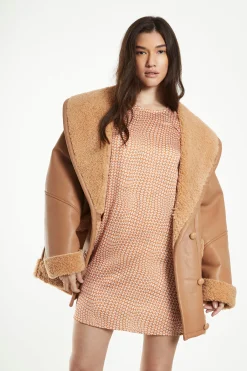 Glamorous Faux Fur & Leather|Coats|Camel Faux Shearling Coat -