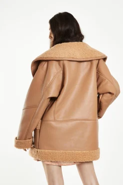 Glamorous Faux Fur & Leather|Coats|Camel Faux Shearling Coat -