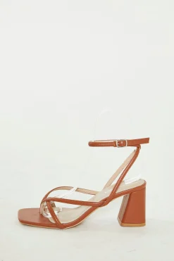Glamorous Go To Partywear|Chic Escapes|Camel Strappy Block Heel Sandals -