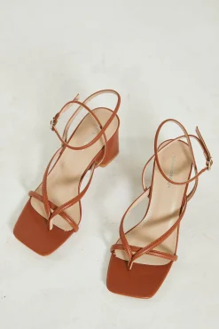 Glamorous Go To Partywear|Chic Escapes|Camel Strappy Block Heel Sandals -