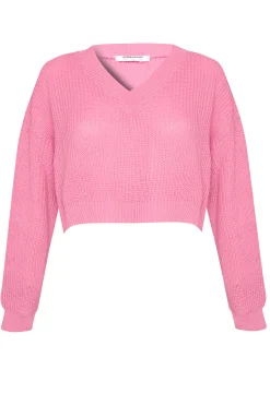 Glamorous Jumpers|Candy Pink V- Neck Crop Jumper -