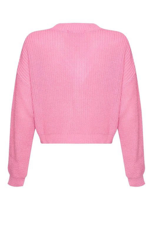 Glamorous Jumpers|Candy Pink V- Neck Crop Jumper -
