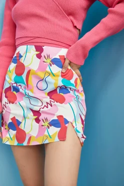 Glamorous Glamorous Care: Our Sustainable Collection|Mini Skirts|Care Abstract Rainbow Print Side Split Mini Skirt -